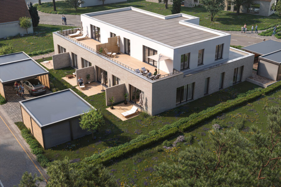 Architekturvisualisierung von einem Mehrfamilienhaus in Beckum im Auftrag der Sparkasse Münsterland Ost.